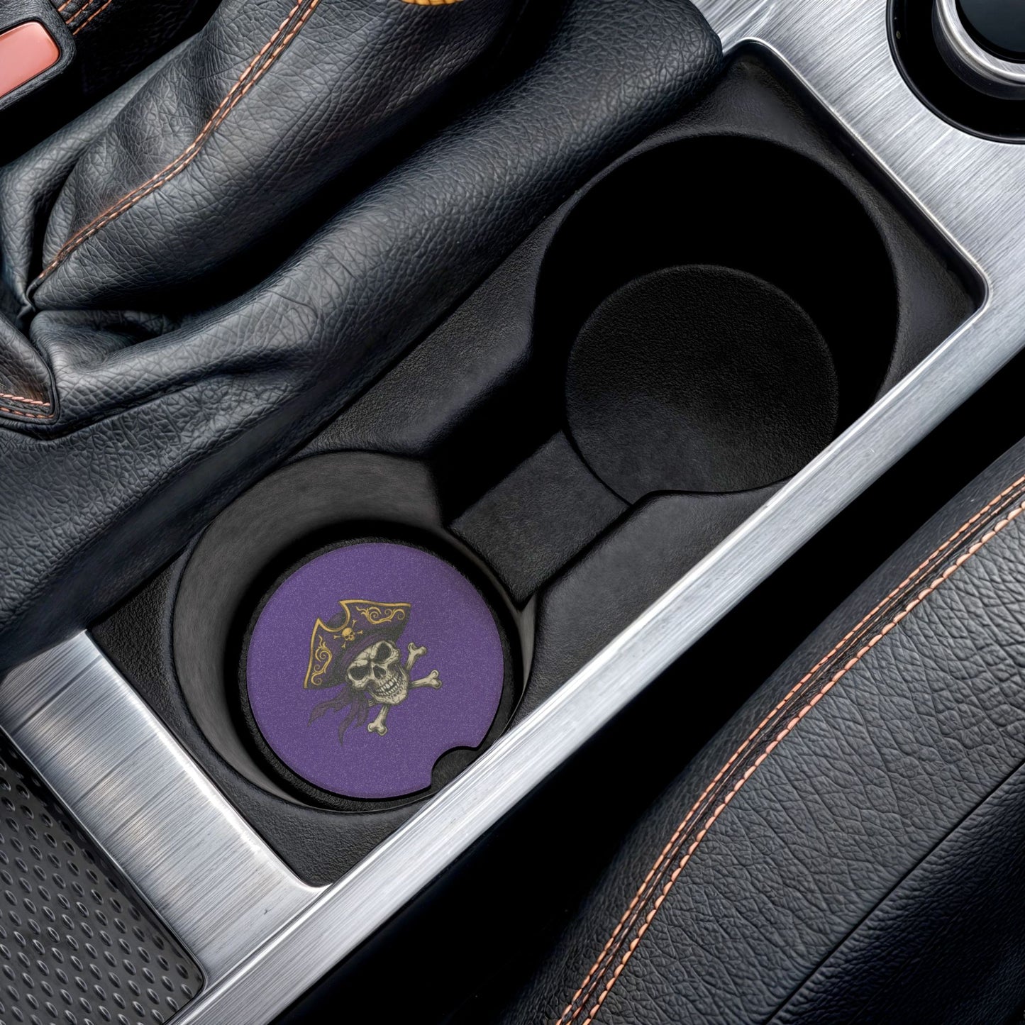 Pirate Skull Soapstone Car Coaster | Unique Drink Holder for Car Enthusiasts