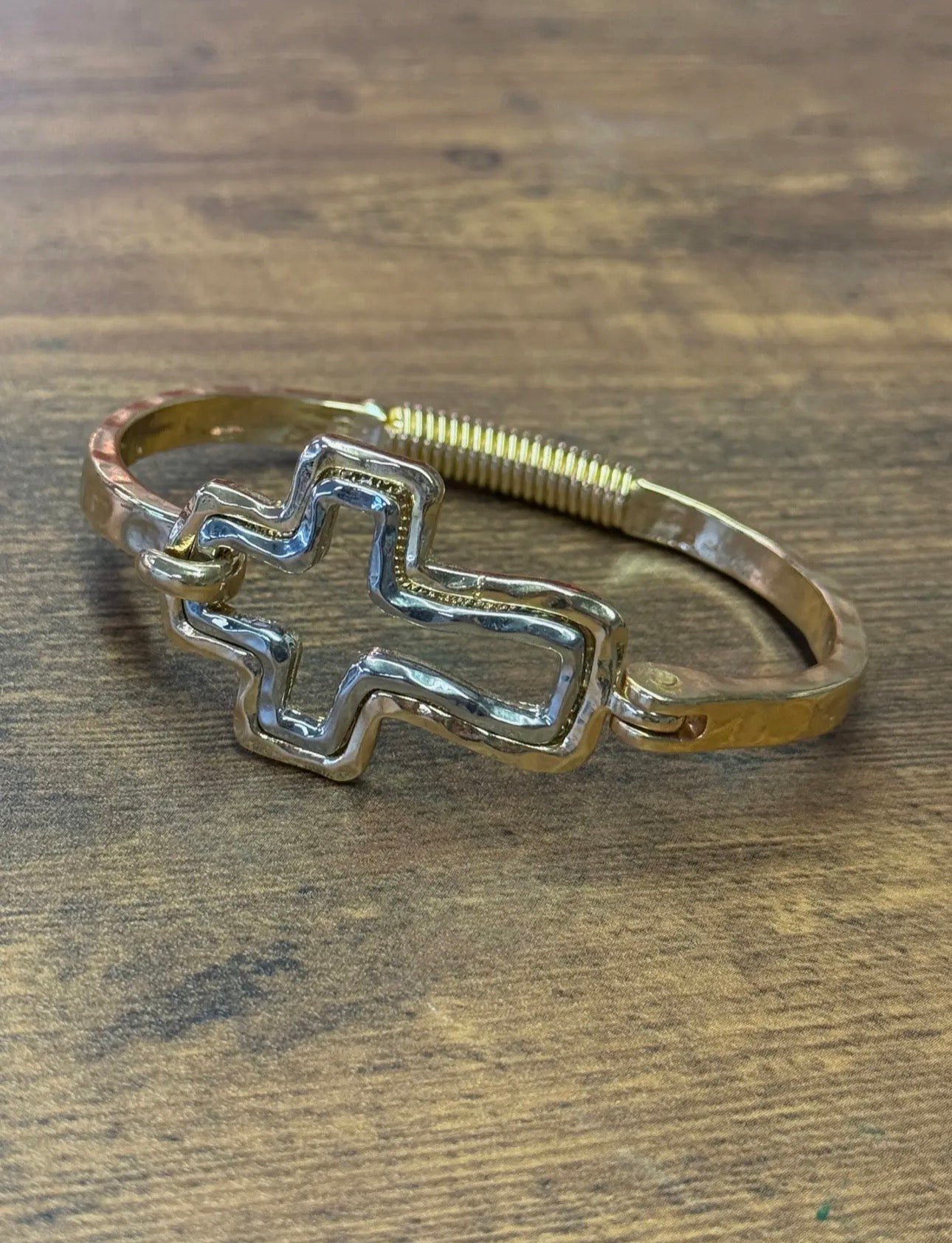 Cross Cuff Bracelet Gold or Silver