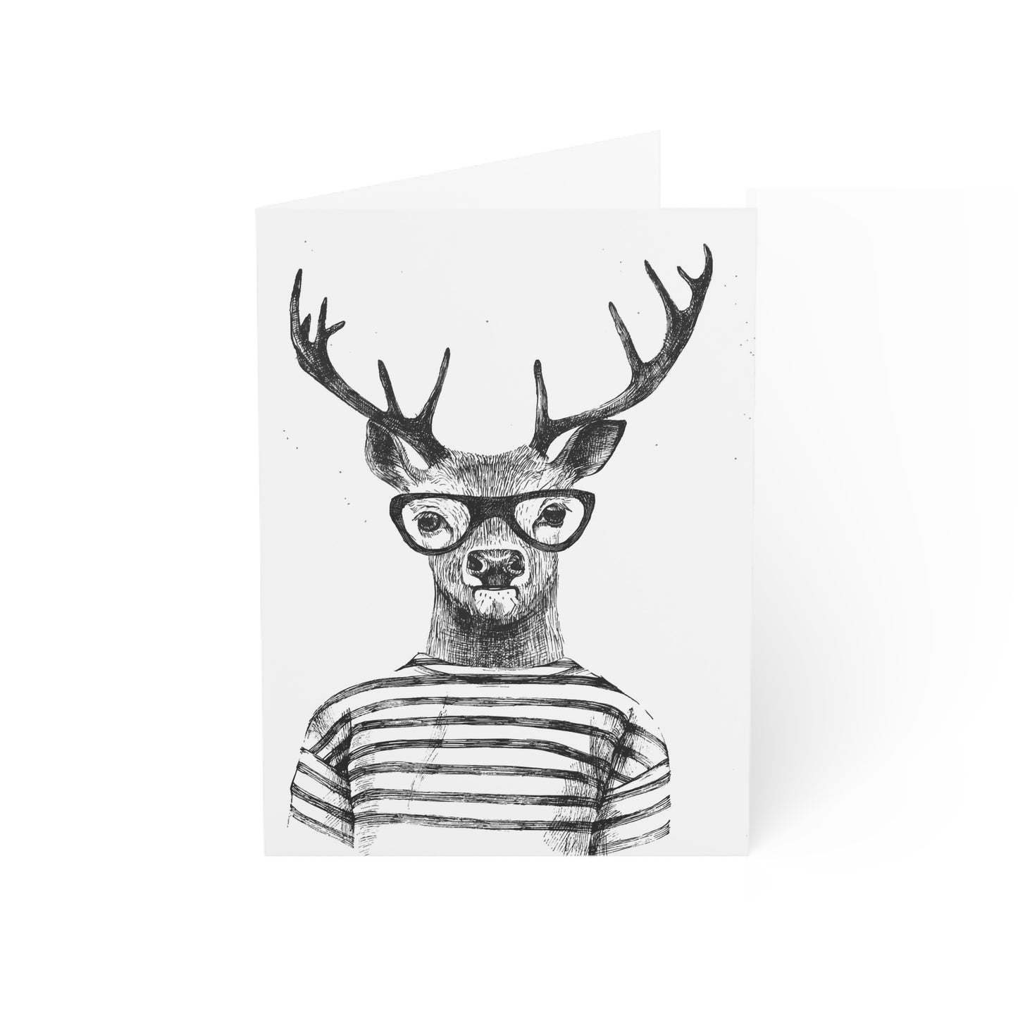 Greeting Card — Hipster Deer Illustration (Blank Inside)