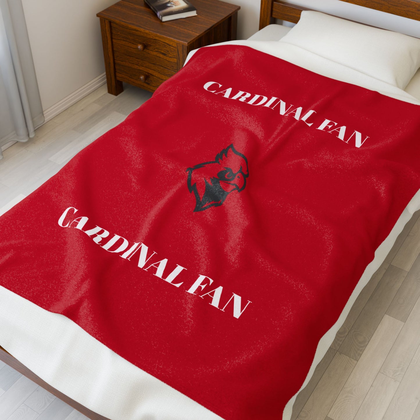 Cardinal Fan Velveteen Plush Blanket – Soft Red Team Fleece with Cardinal Logo