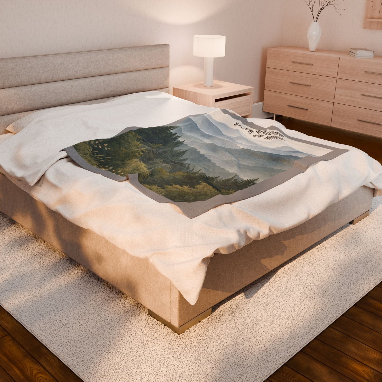 Velveteen Plush Blanket — "Blue Ridge State of Mind" Scenic Mountain Throw
