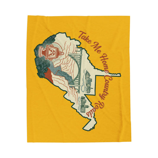 State Map Plush Blanket – "Take Me Home Country Roads" Vintage West Virginia Throw