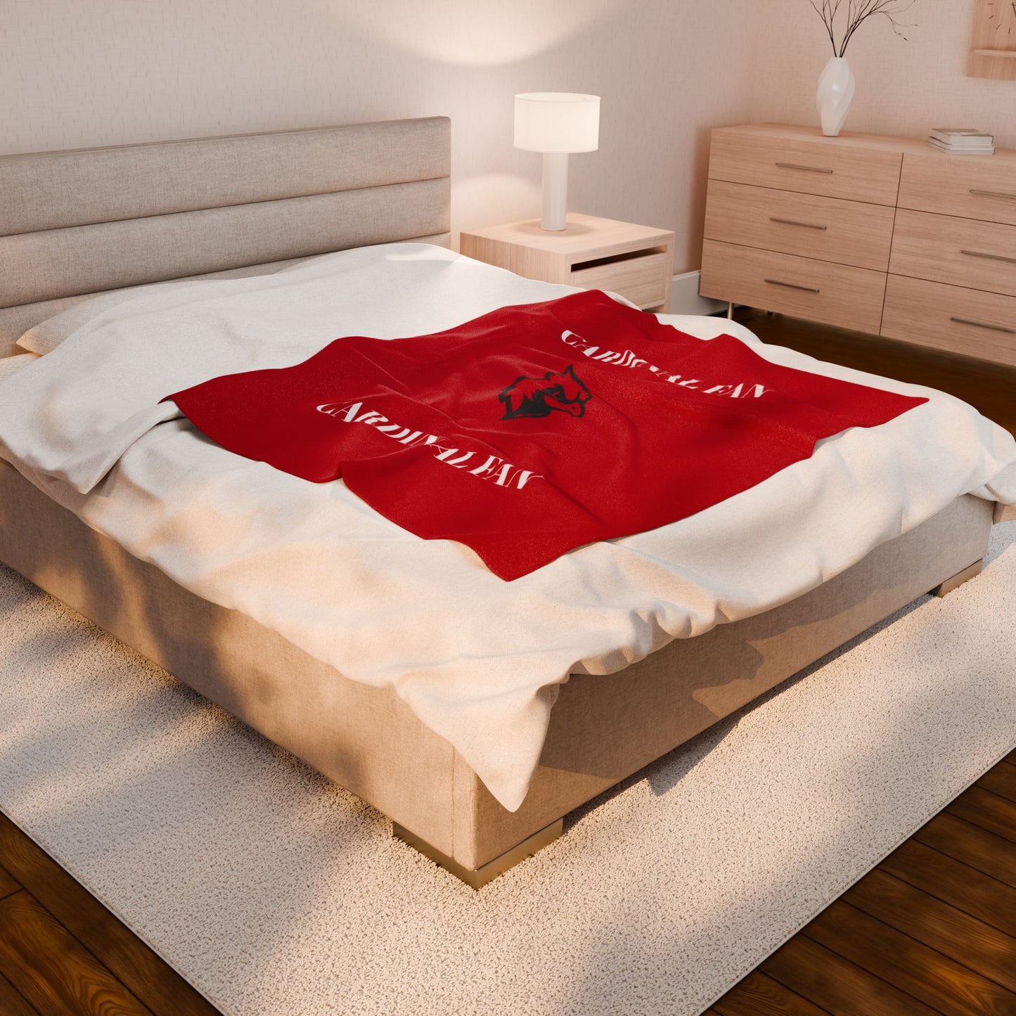 Cardinal Fan Velveteen Plush Blanket – Soft Red Team Fleece with Cardinal Logo