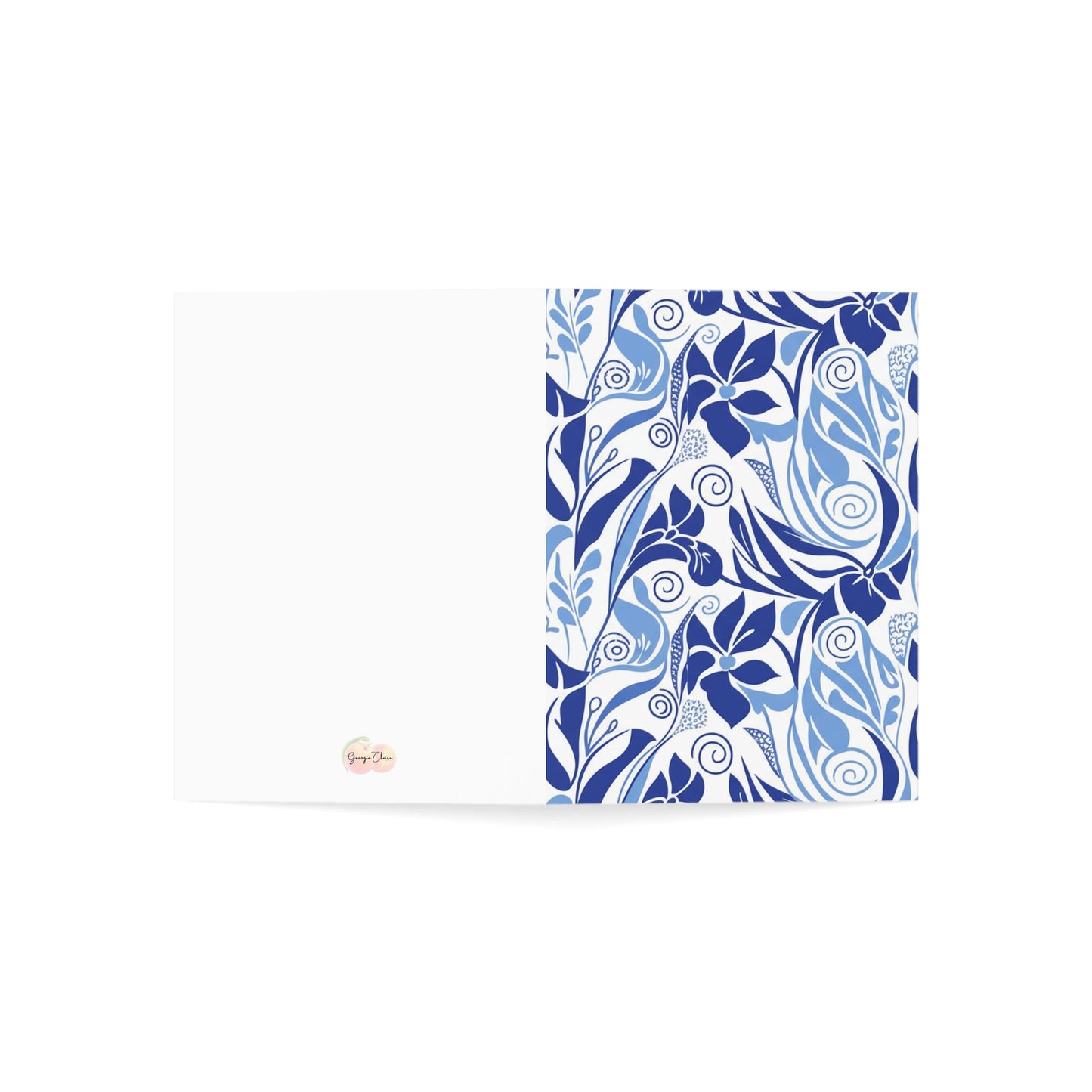 Floral Blue Swirl Greeting Cards — Pack of 10/30/50, Blank Inside