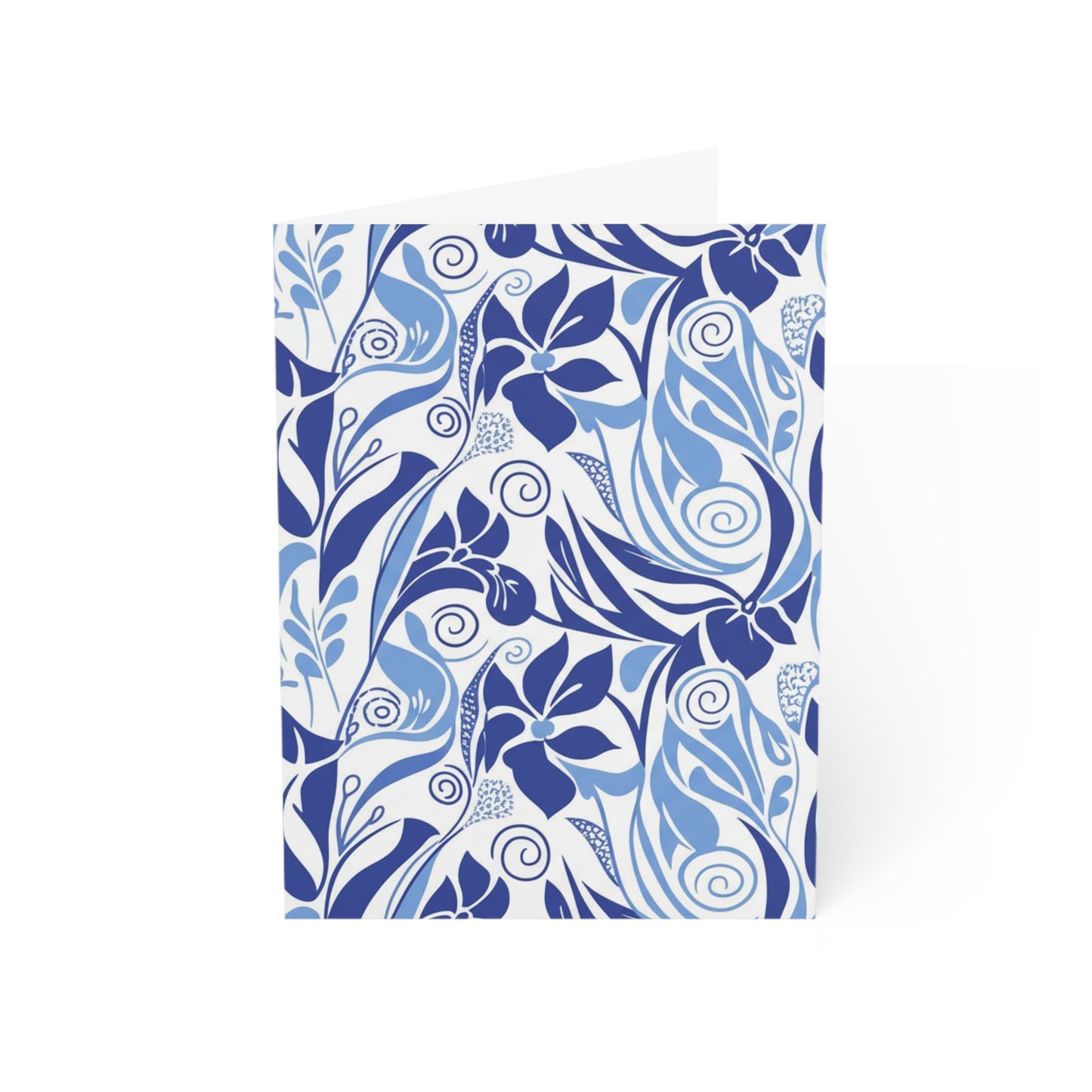 Floral Blue Swirl Greeting Cards — Pack of 10/30/50, Blank Inside