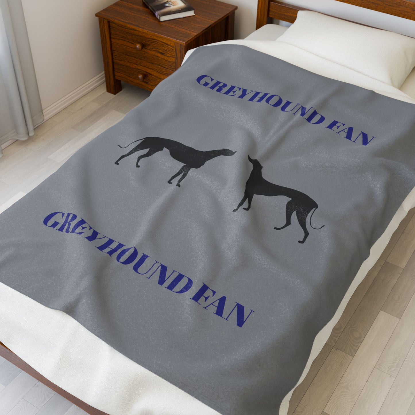 Greyhound Fan Velveteen Plush Blanket — Soft Greyhound Silhouette Throw