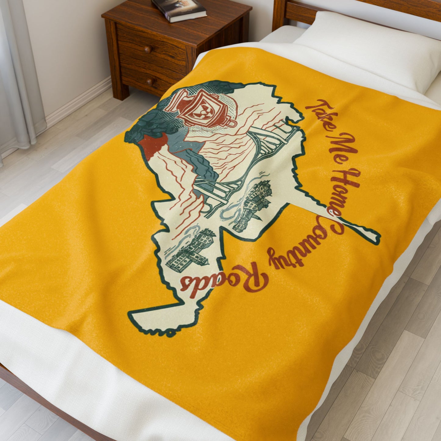 State Map Plush Blanket – "Take Me Home Country Roads" Vintage West Virginia Throw