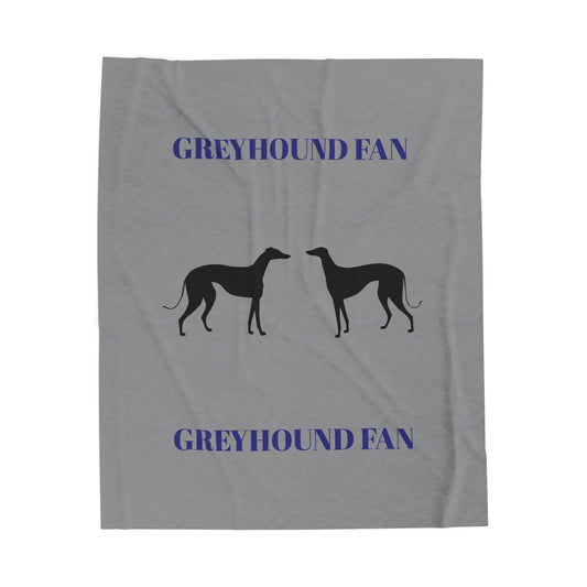 Greyhound Fan Velveteen Plush Blanket — Soft Greyhound Silhouette Throw