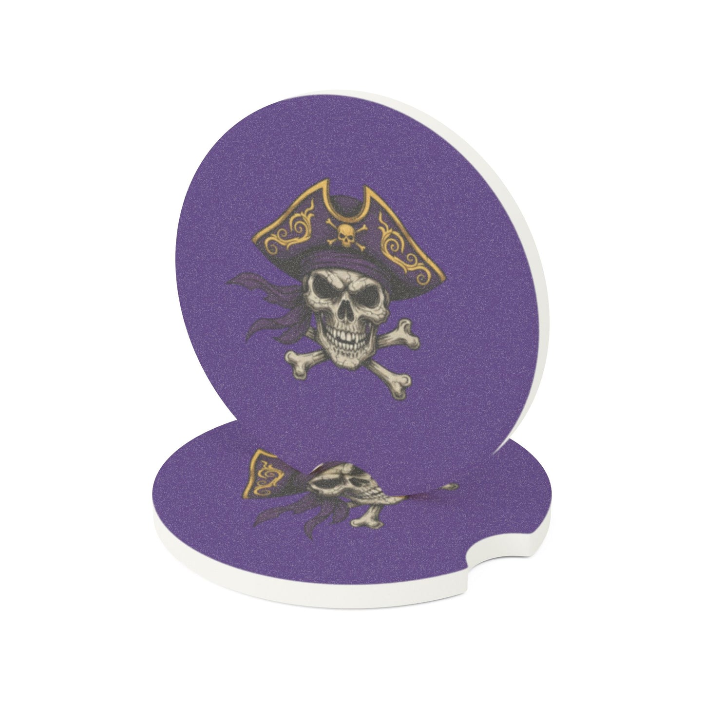 Pirate Skull Soapstone Car Coaster | Unique Drink Holder for Car Enthusiasts