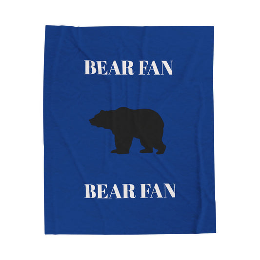 Bear Fan Velveteen Plush Blanket — Cozy Blue Bear Silhouette Throw