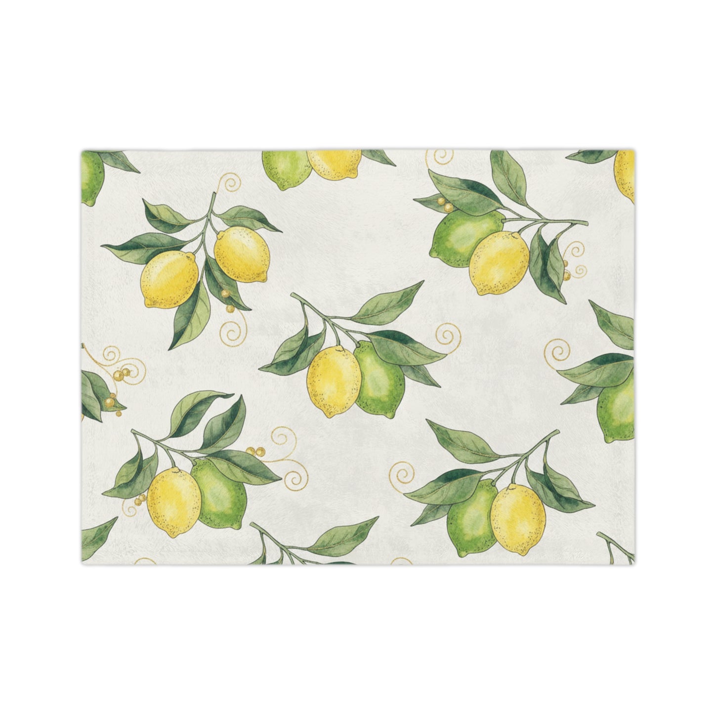 Lemon Blossom Velveteen Blanket — Soft Microfiber Throw with Watercolor Citrus Pattern