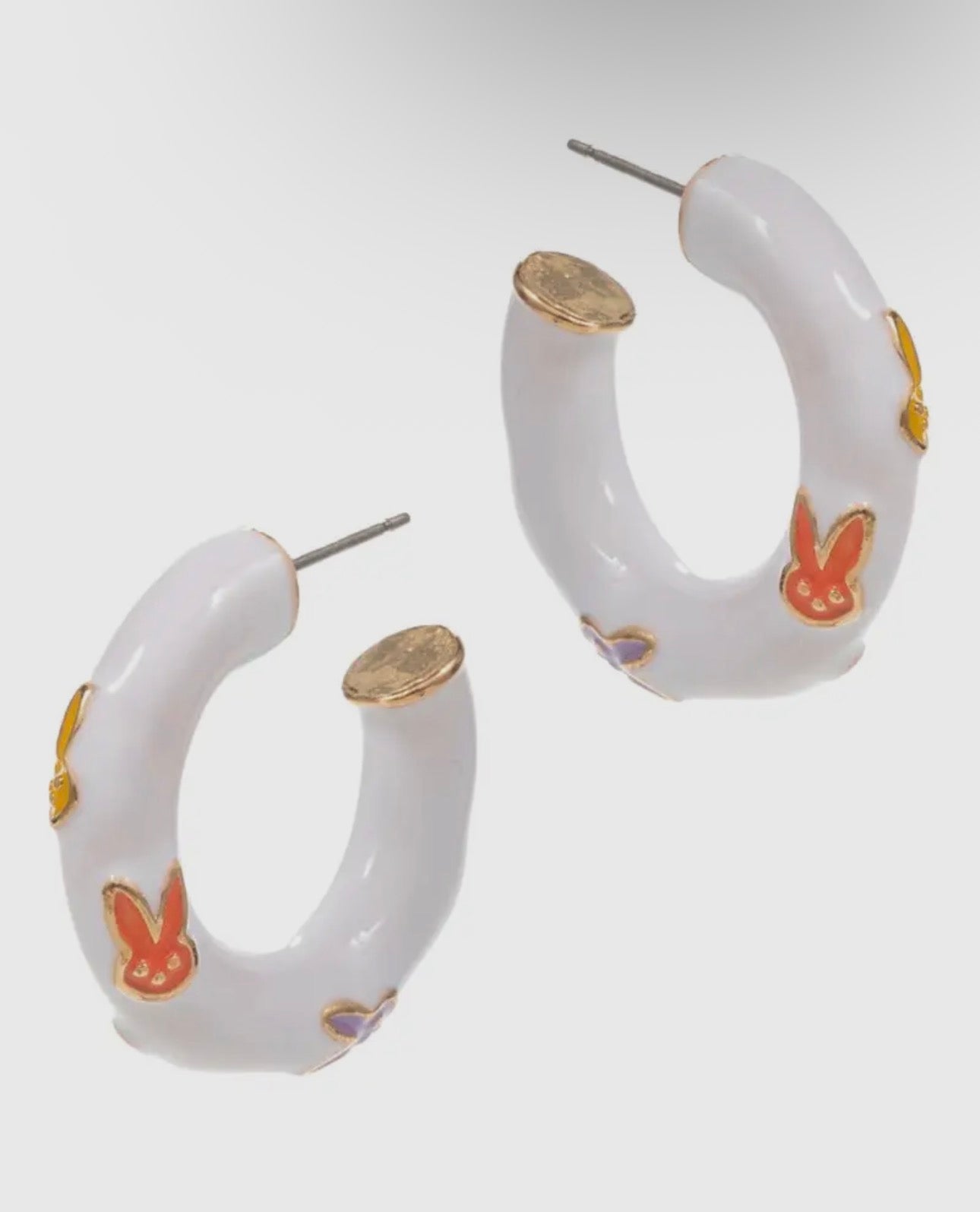 Colorful Metal Bunny Hoops