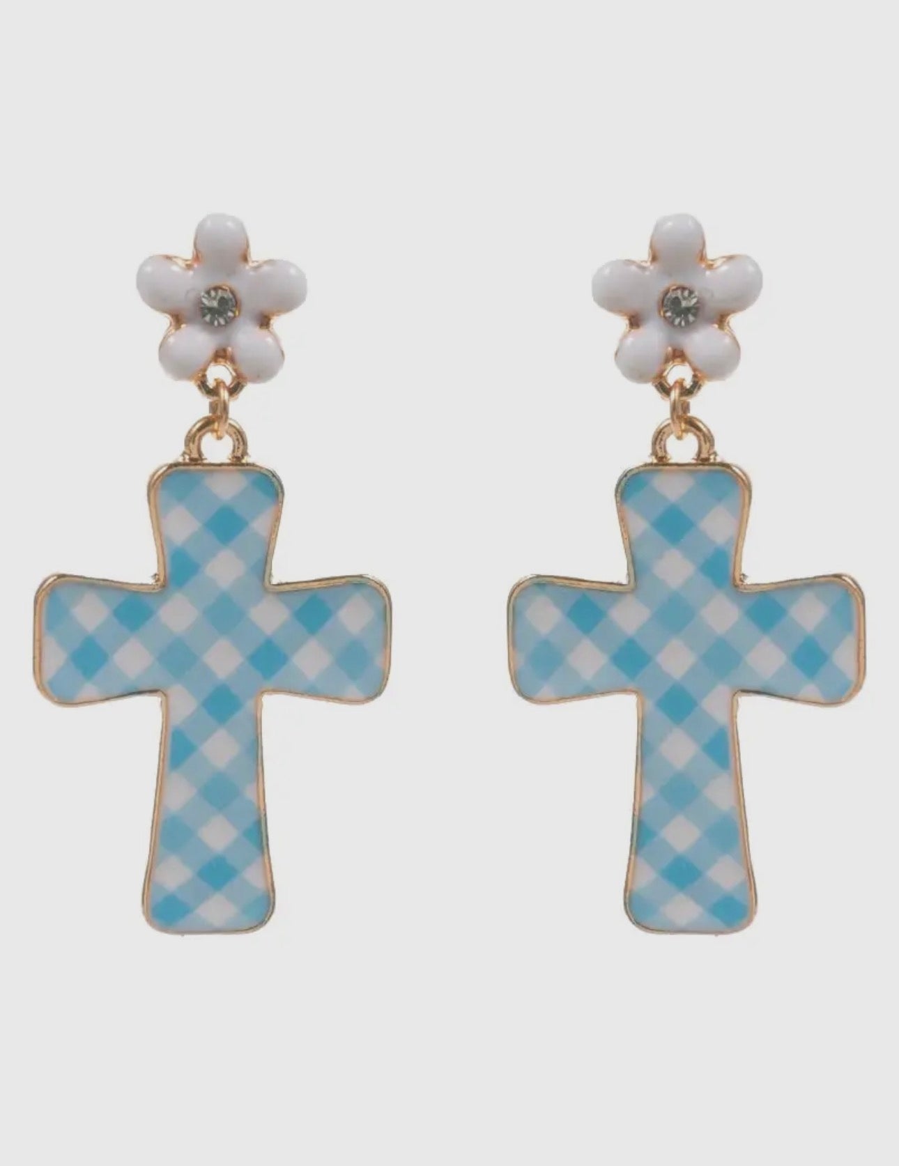 Easter Cross Enamel Pattern Titanium Post Earrings
