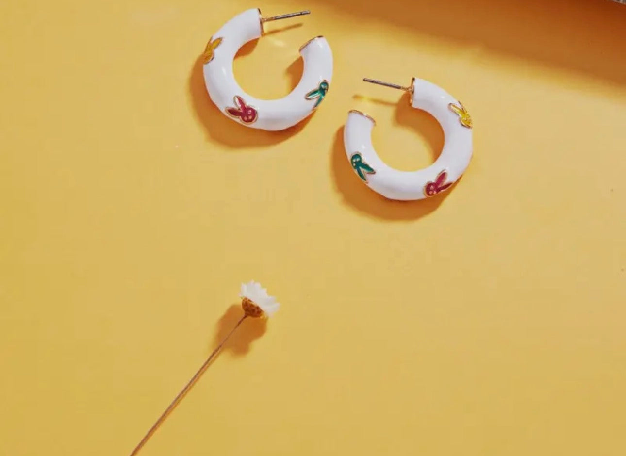 Colorful Metal Bunny Hoops