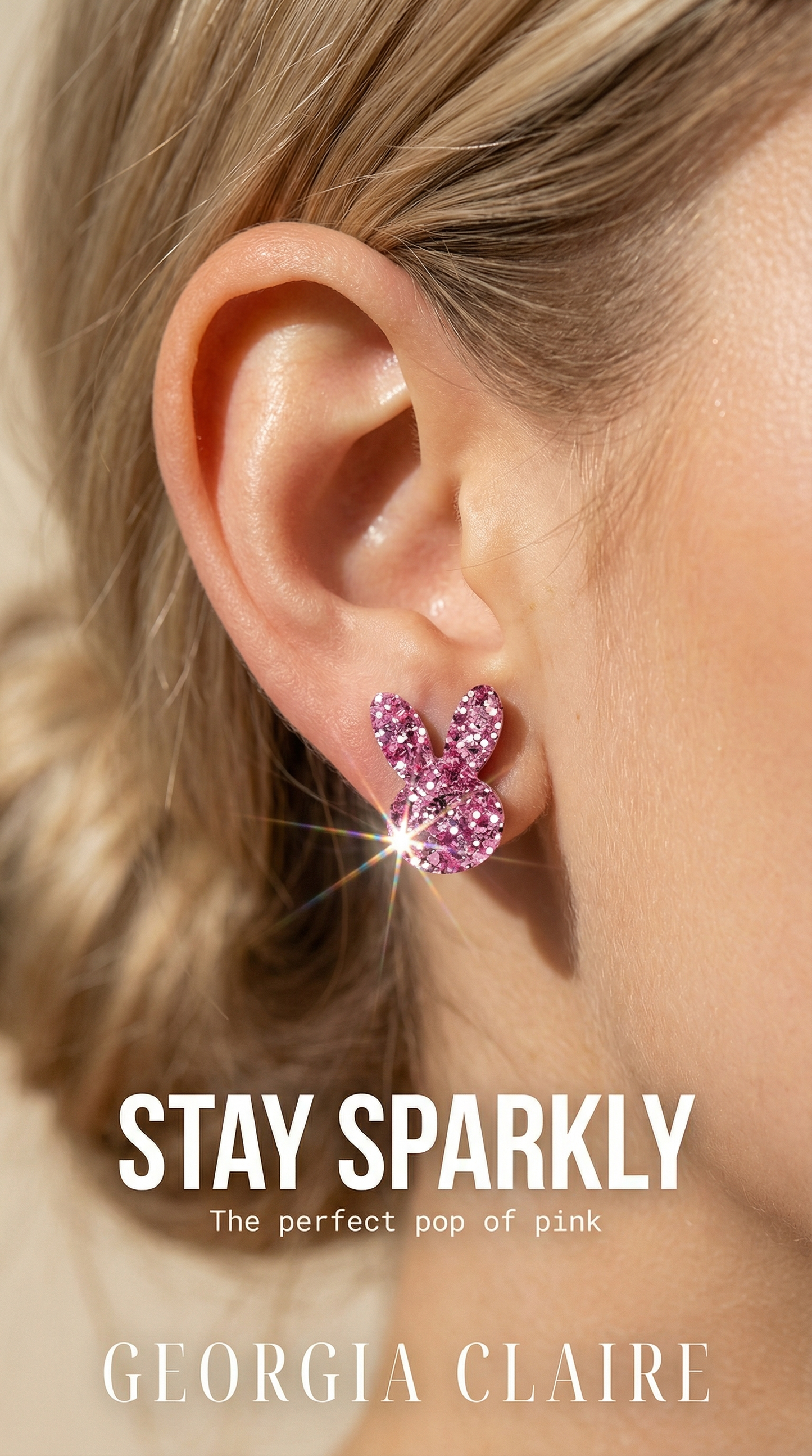 Small Sparkle Bunny Ear Stud