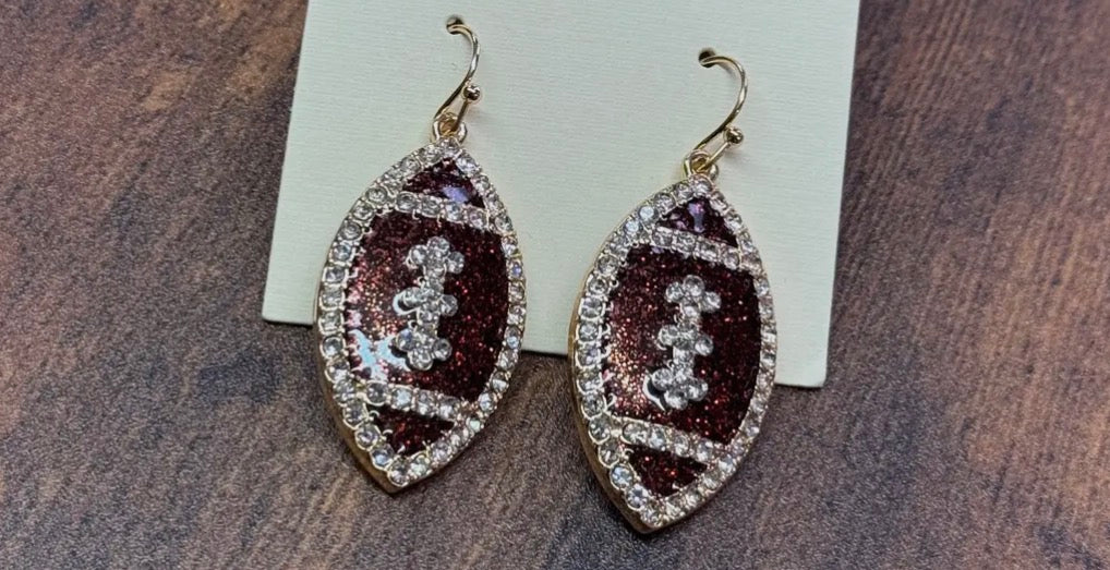 Football Rhinestone Bling Earrings