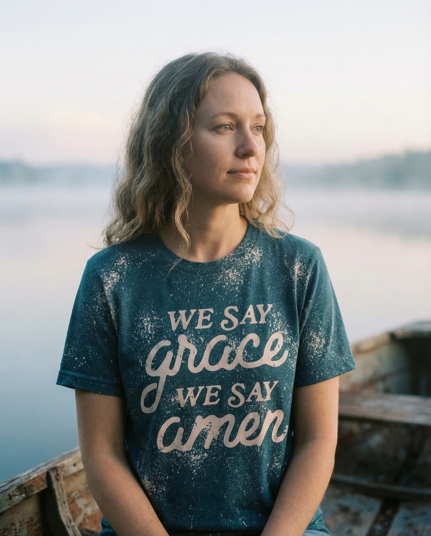 Buttery Soft Acid Wash "We Say Grace We Say Amen" Tee by Ruby's Rubbish