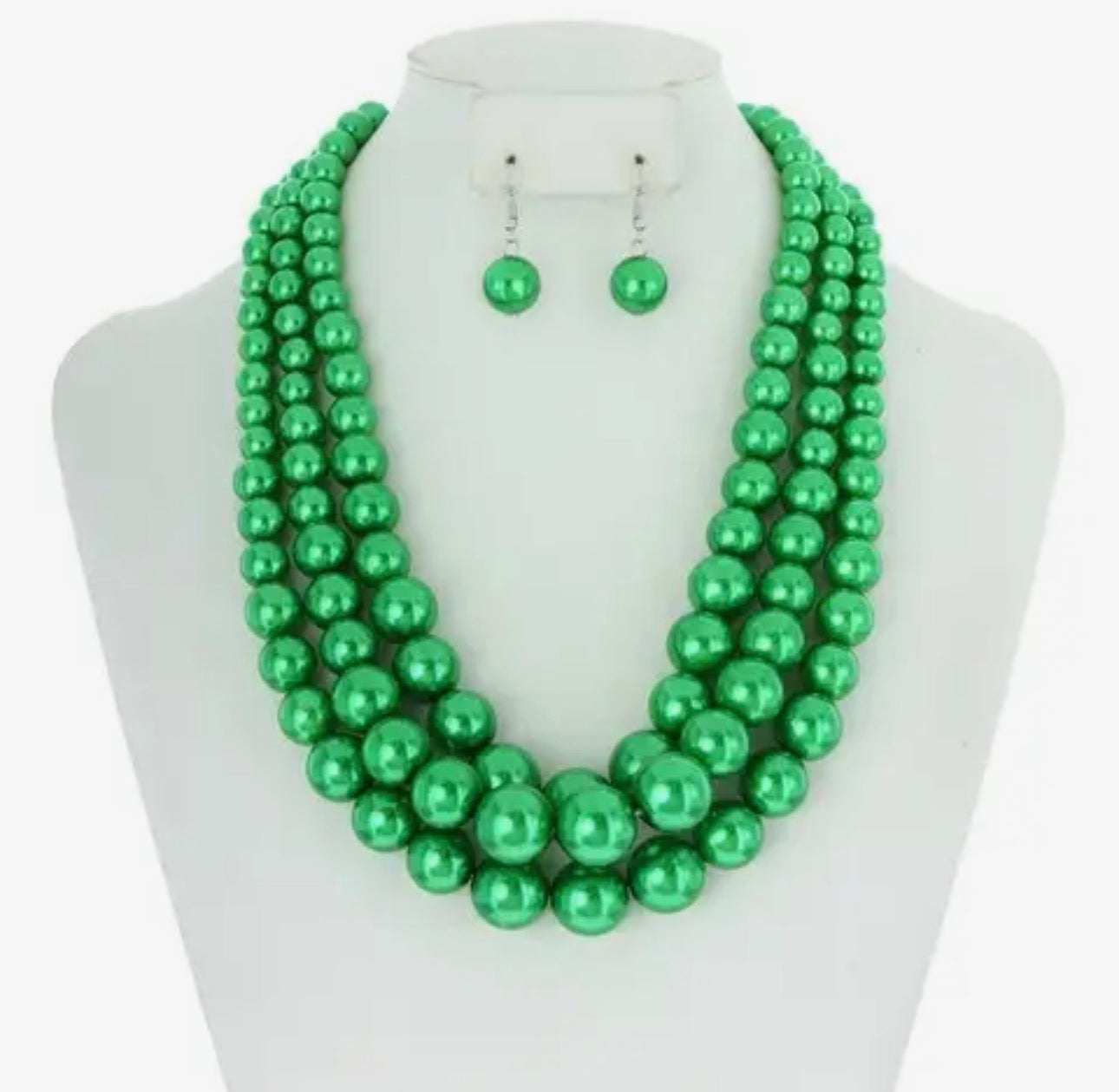 Multi-Strand Pearl Bead Necklace Earring Set