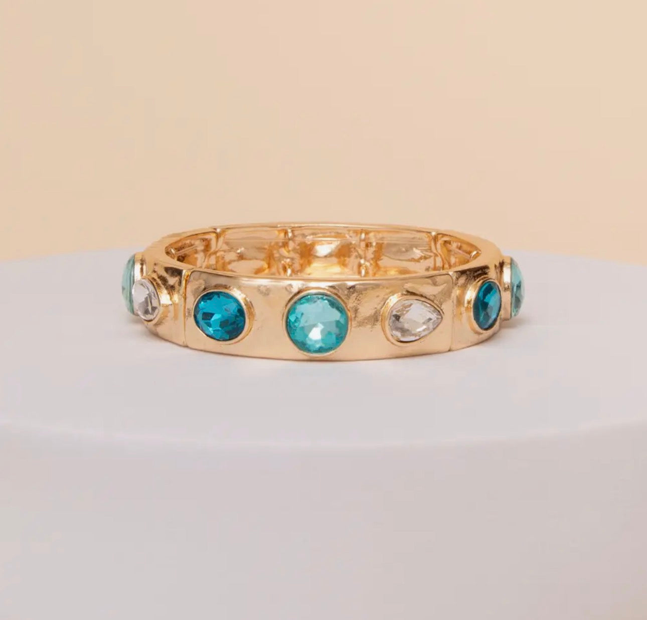 Stretch Hinge Bangle Bracelet with Crystal Accents