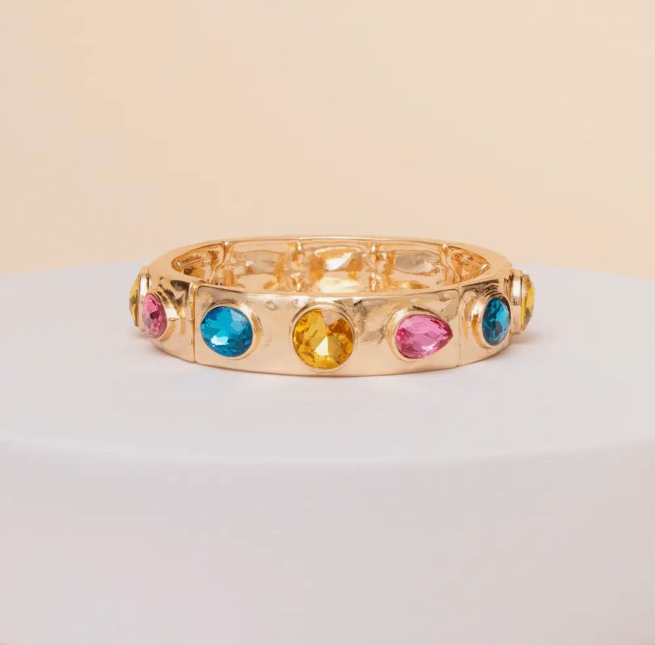 Stretch Hinge Bangle Bracelet with Crystal Accents