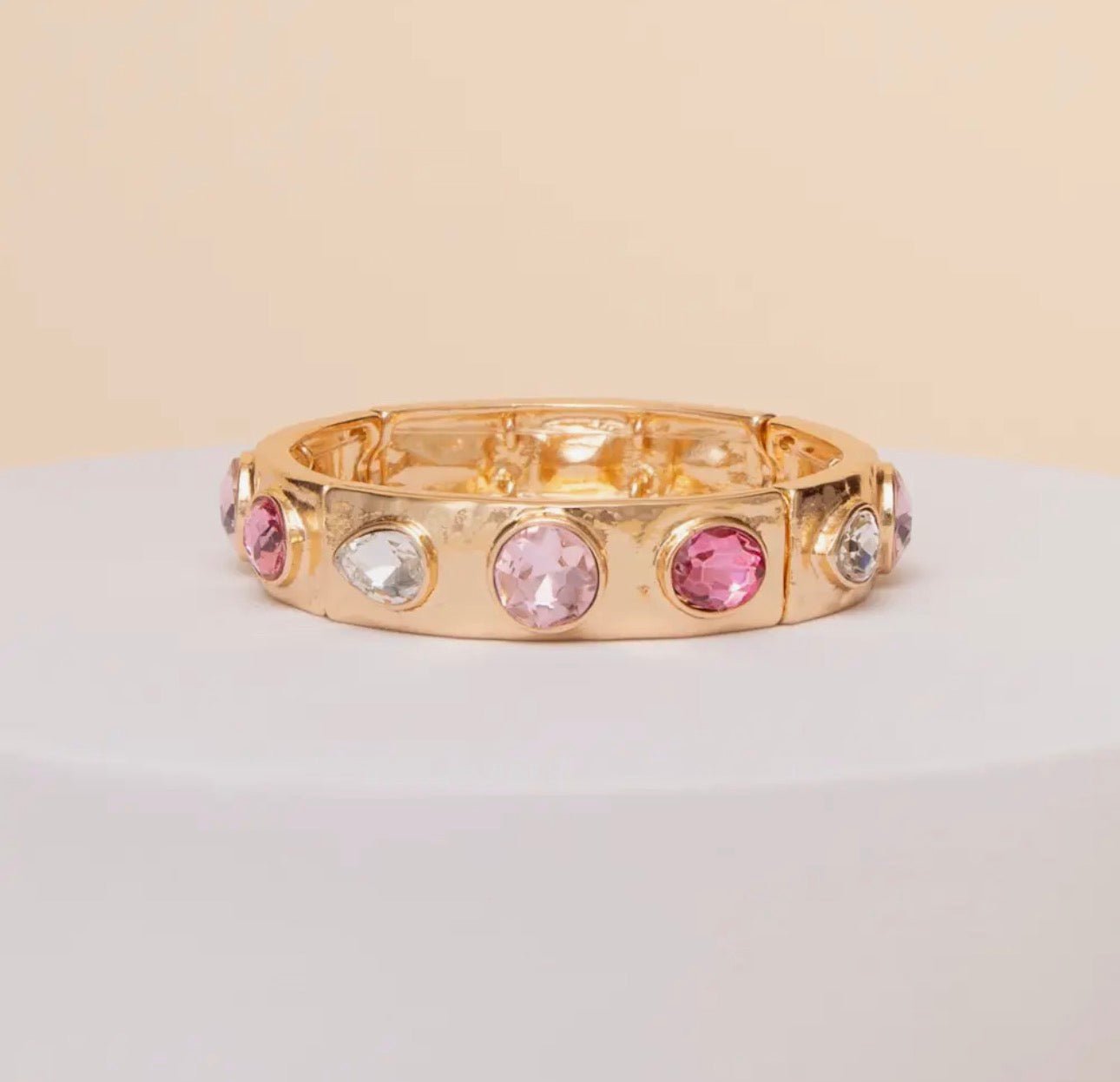 Stretch Hinge Bangle Bracelet with Crystal Accents