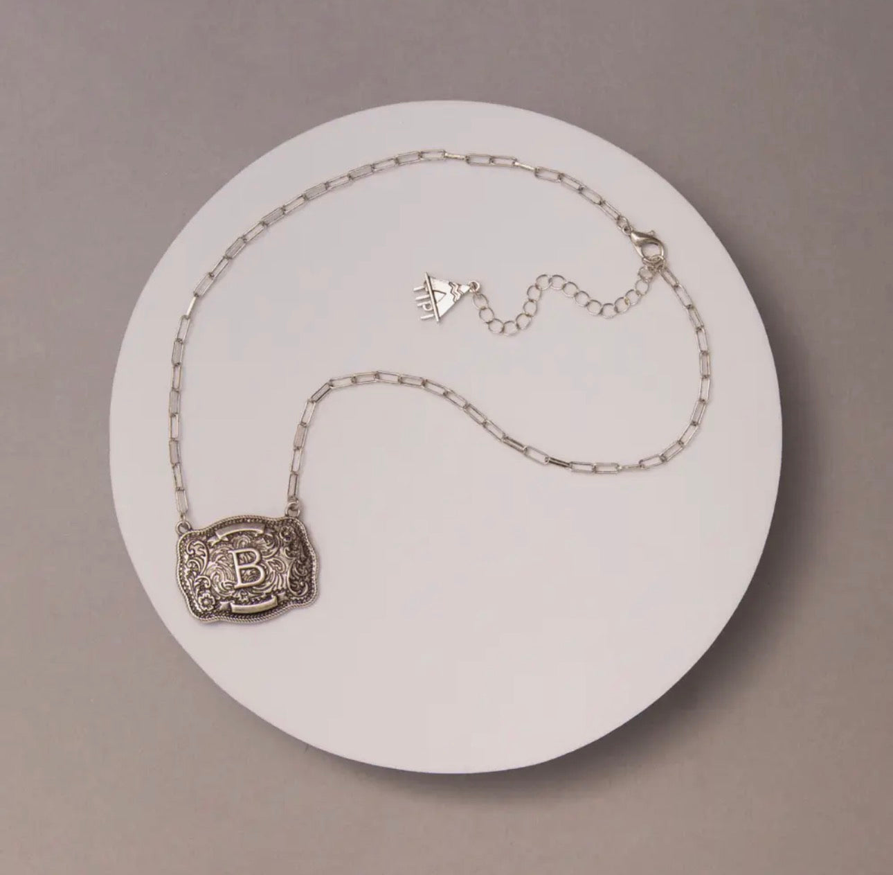 Western Buckle Initial Necklace