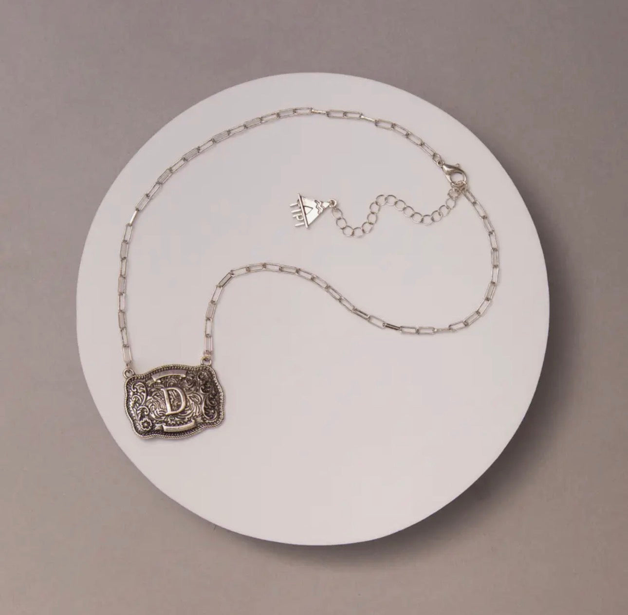 Western Buckle Initial Necklace