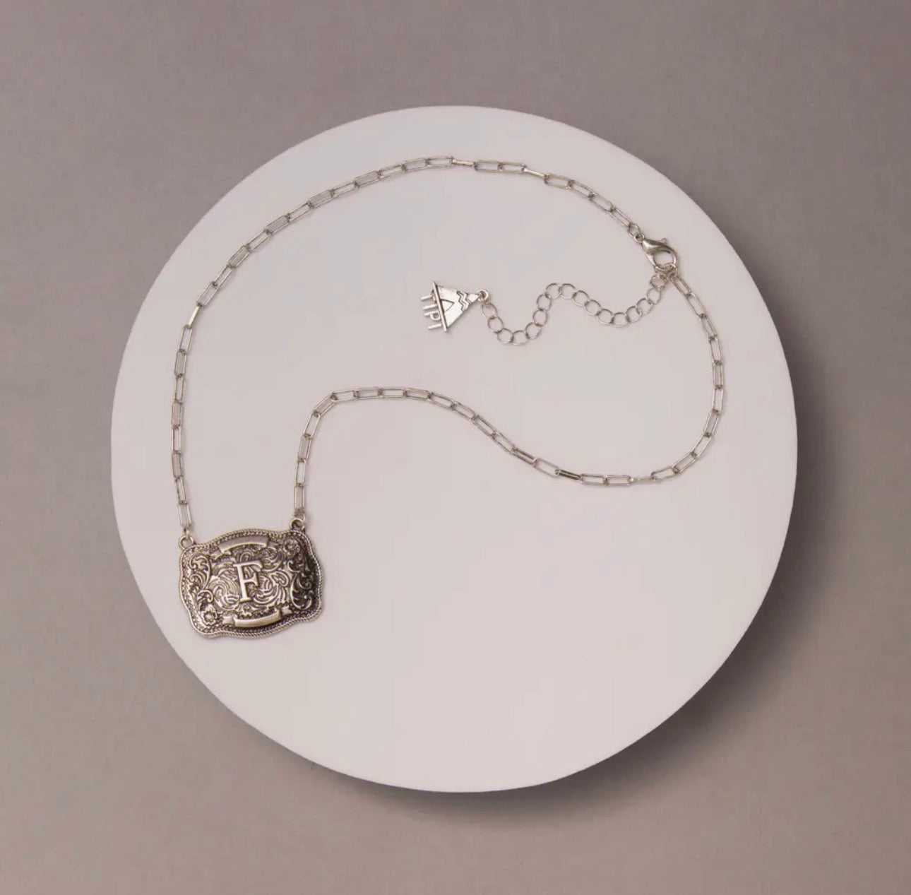 Western Buckle Initial Necklace