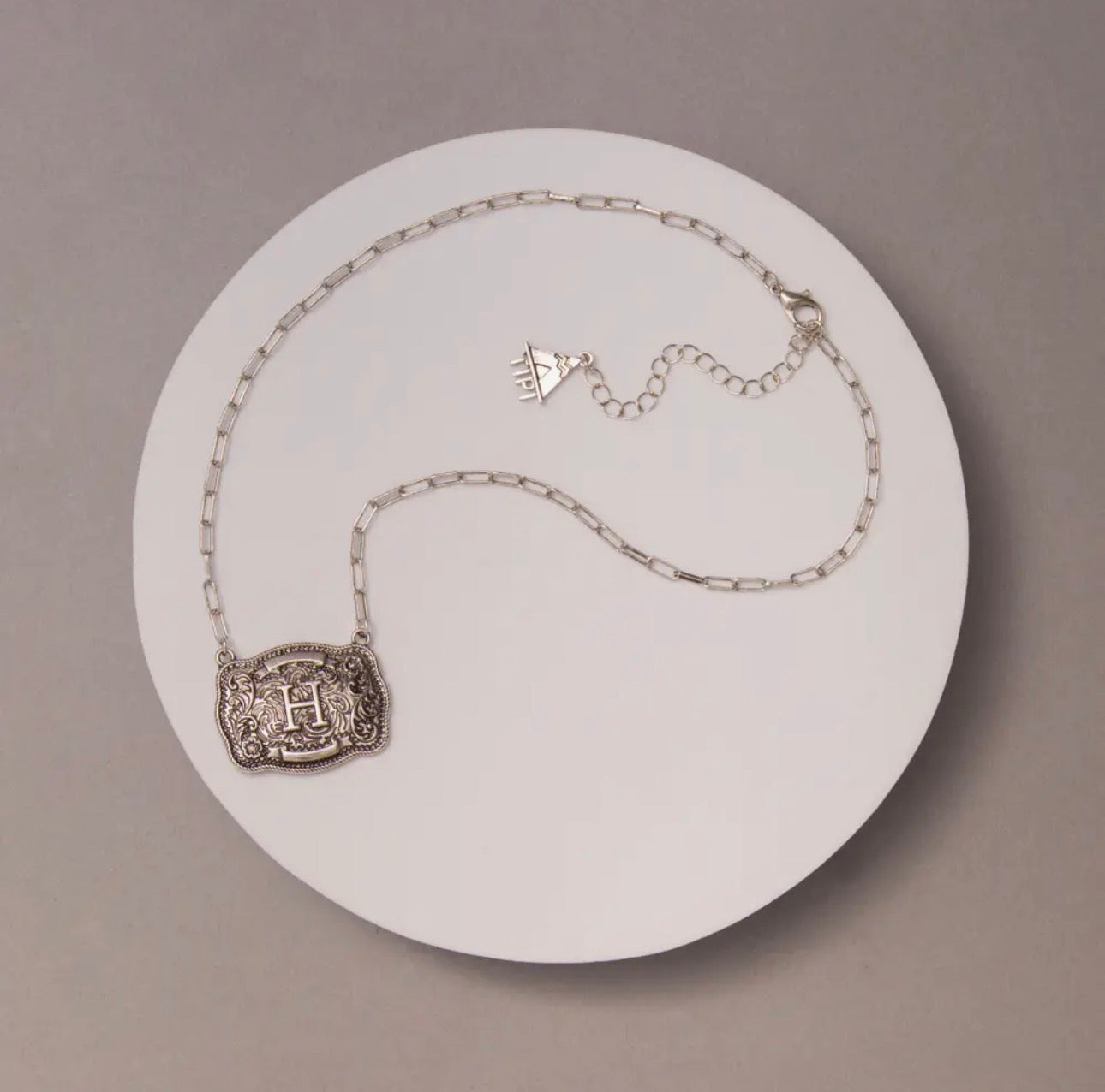 Western Buckle Initial Necklace