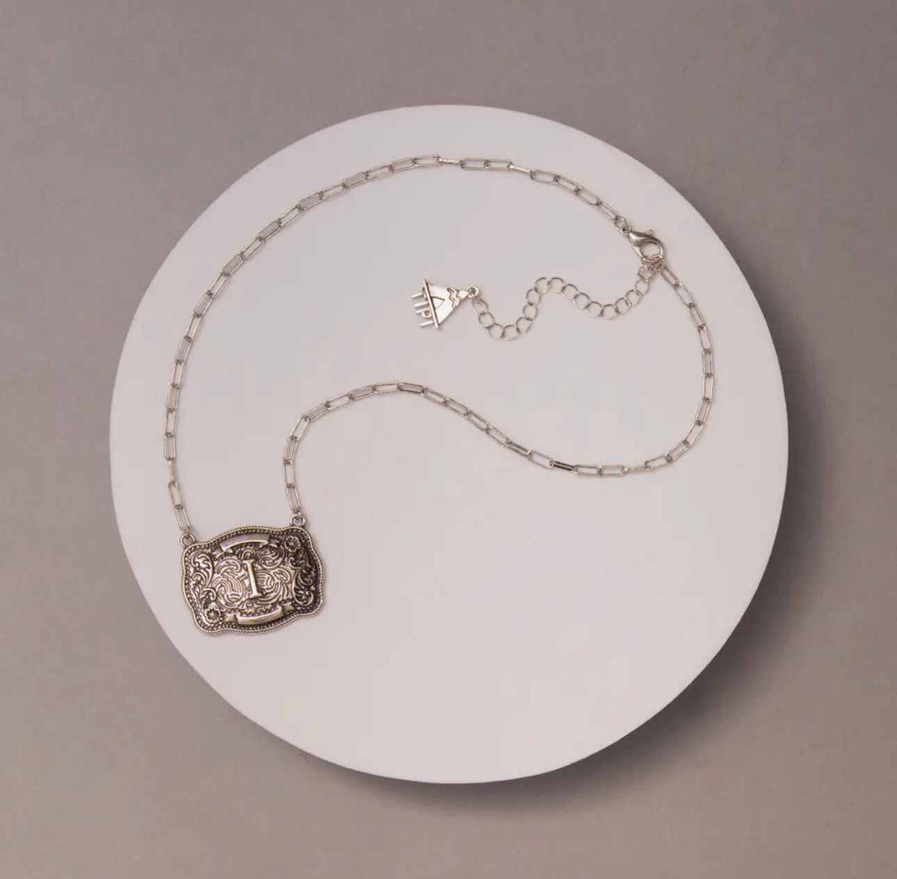 Western Buckle Initial Necklace