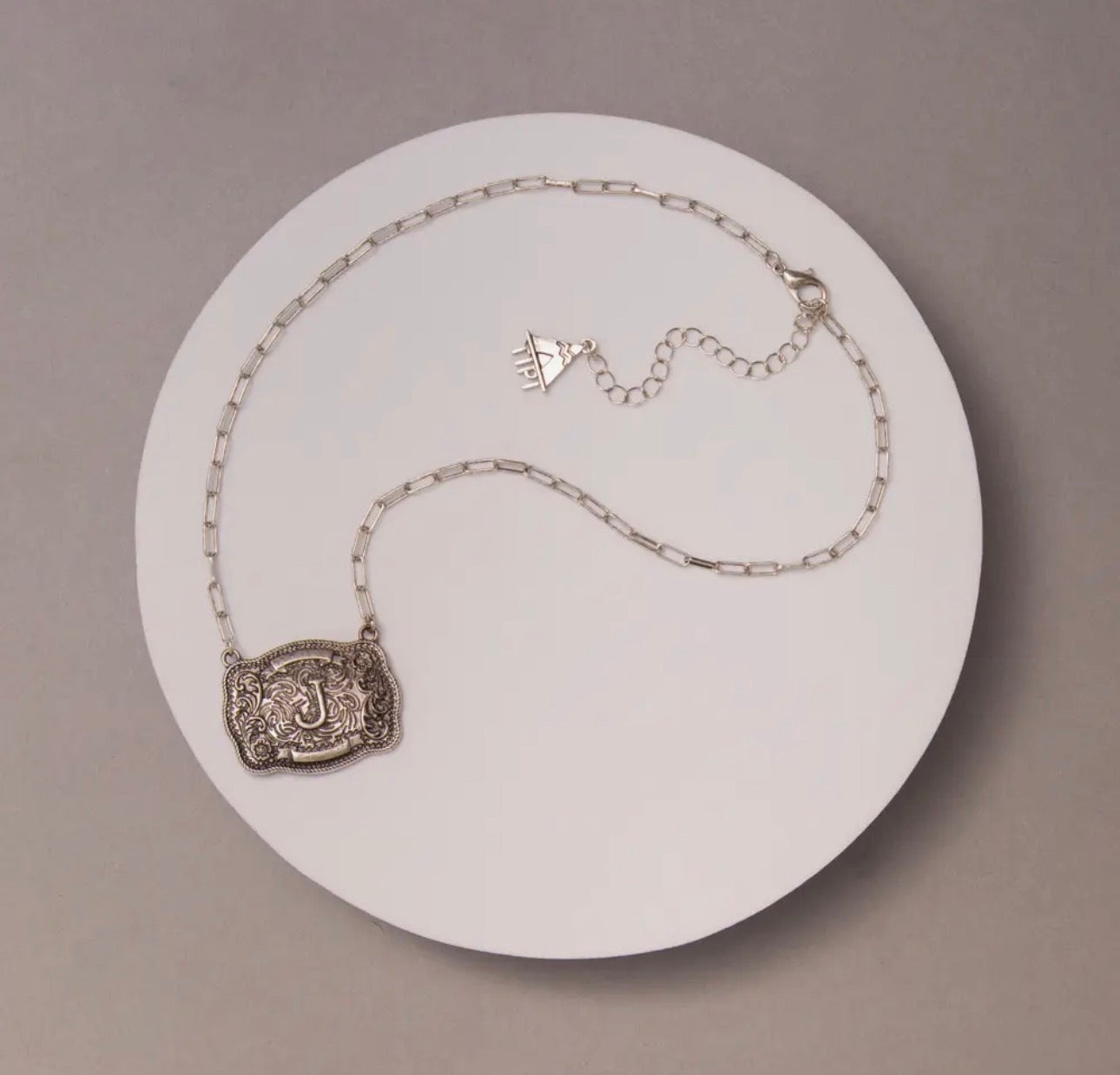 Western Buckle Initial Necklace