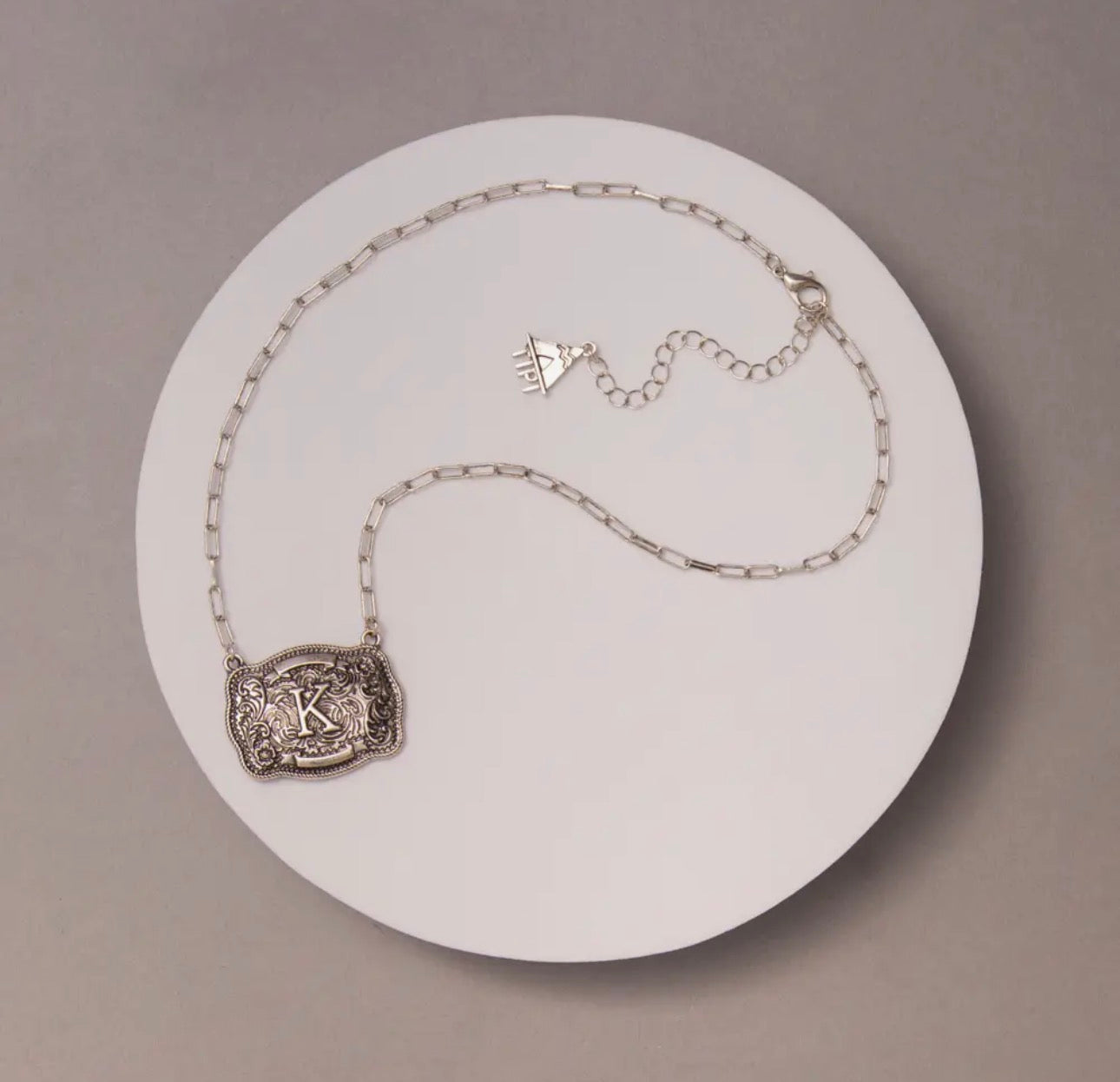 Western Buckle Initial Necklace