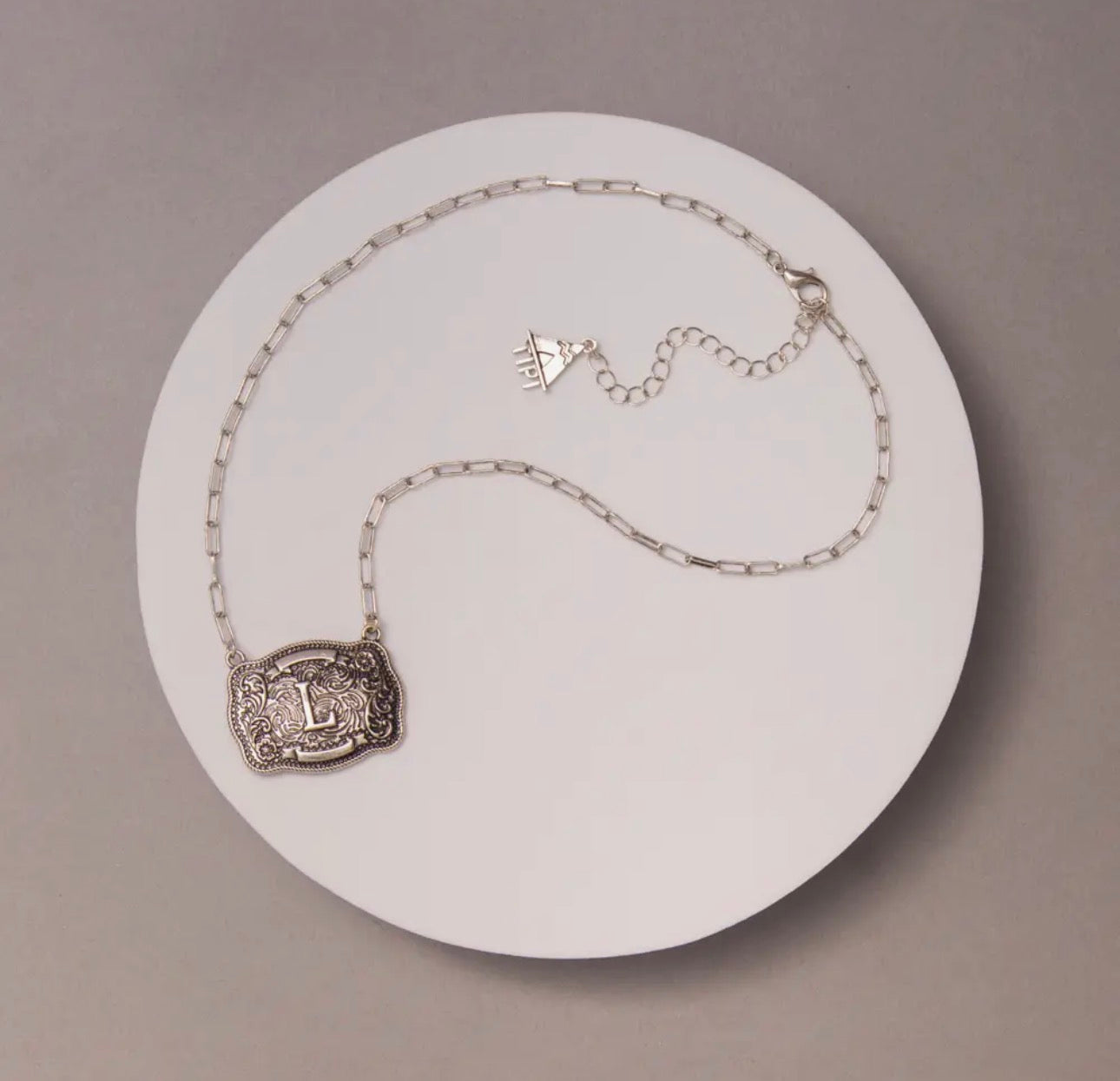 Western Buckle Initial Necklace