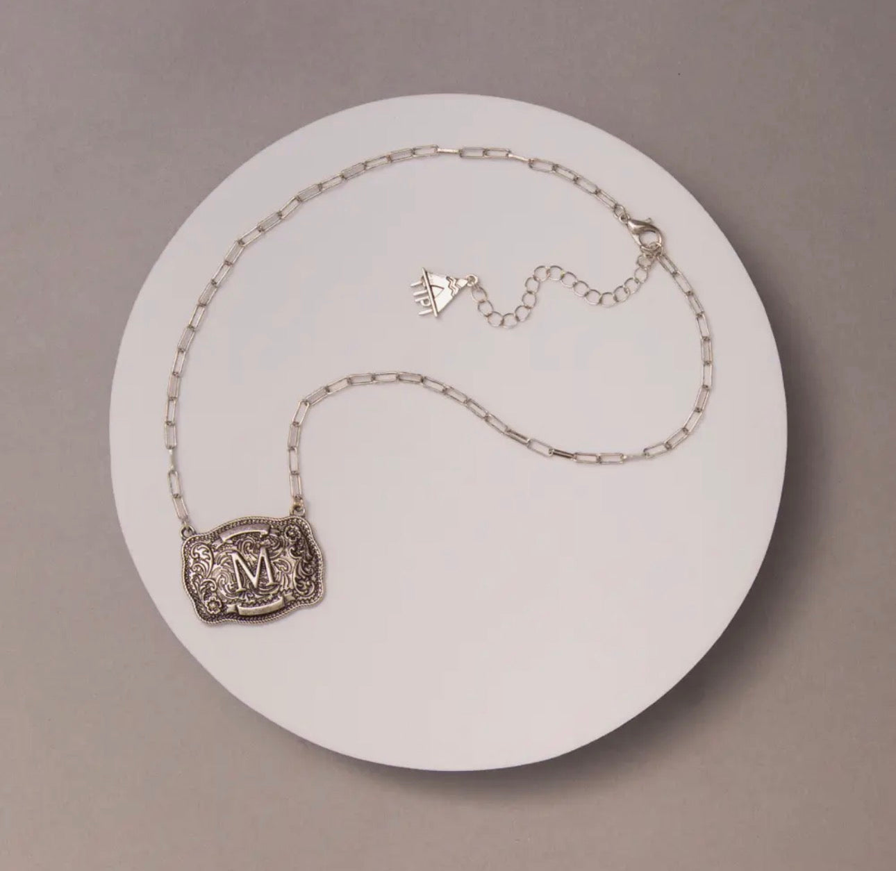 Western Buckle Initial Necklace