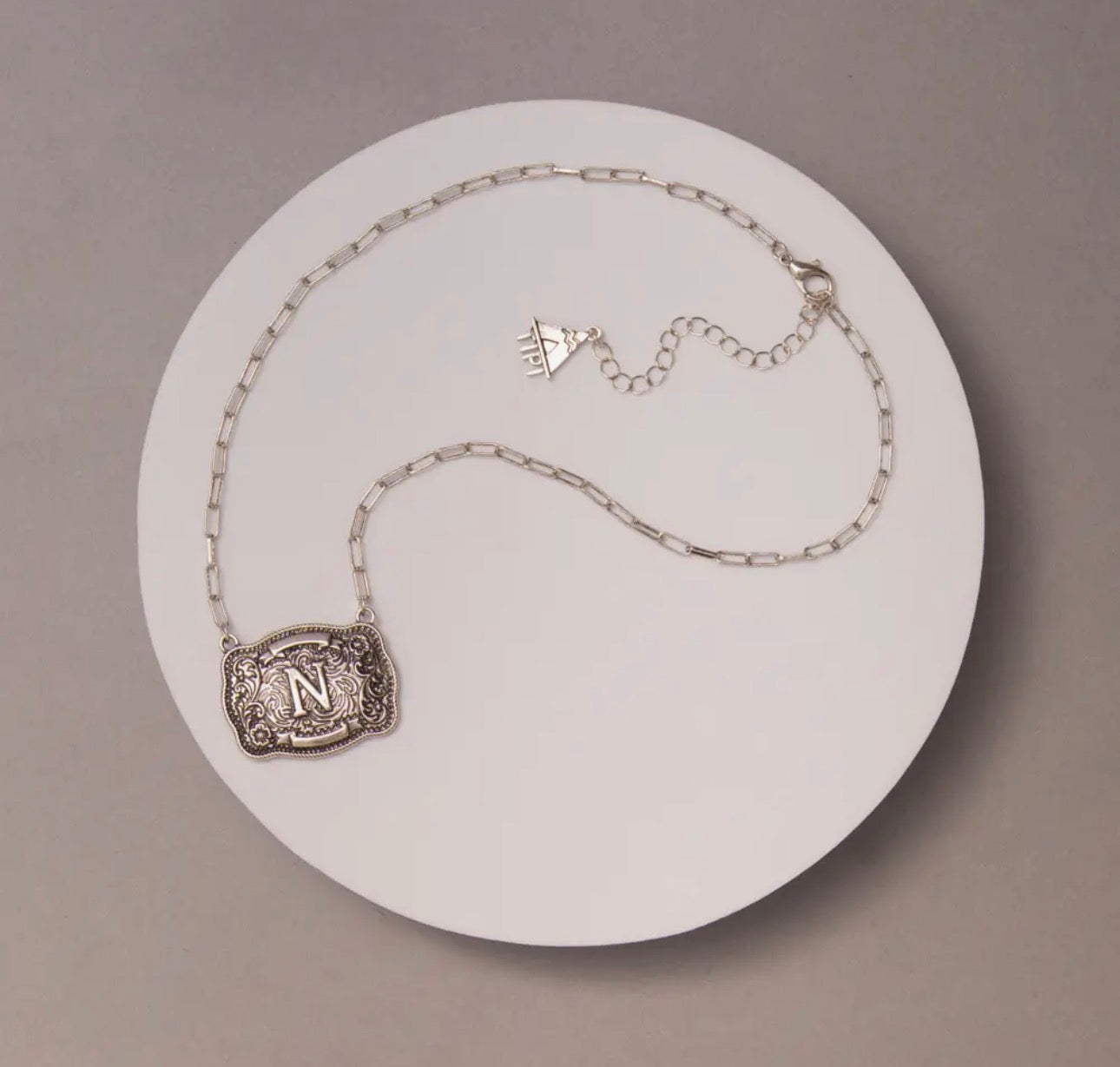 Western Buckle Initial Necklace