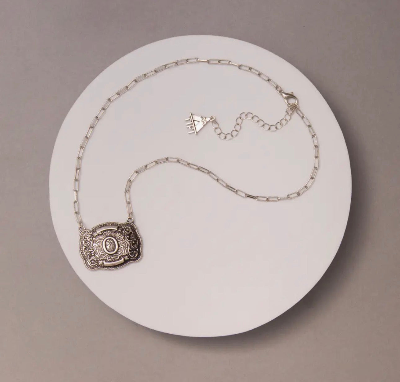 Western Buckle Initial Necklace