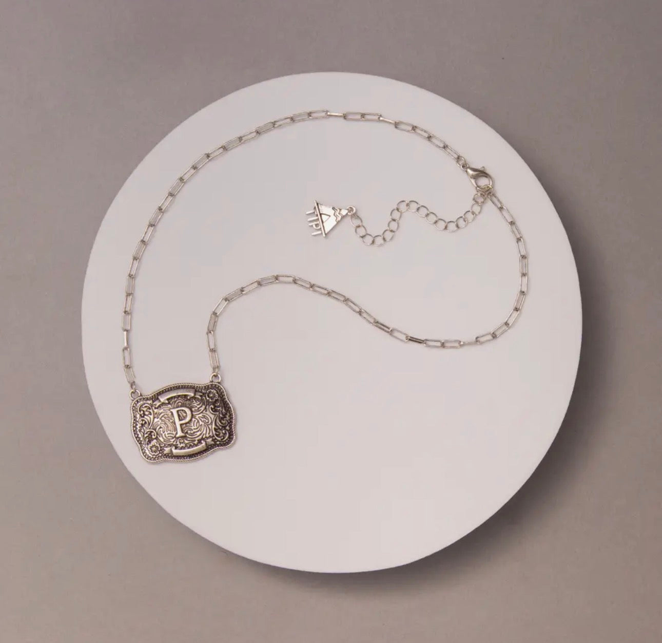 Western Buckle Initial Necklace