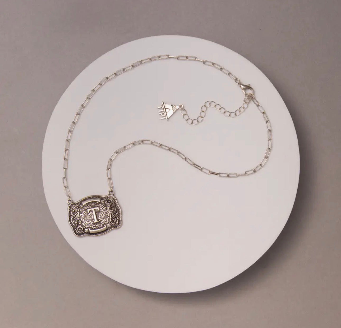 Western Buckle Initial Necklace