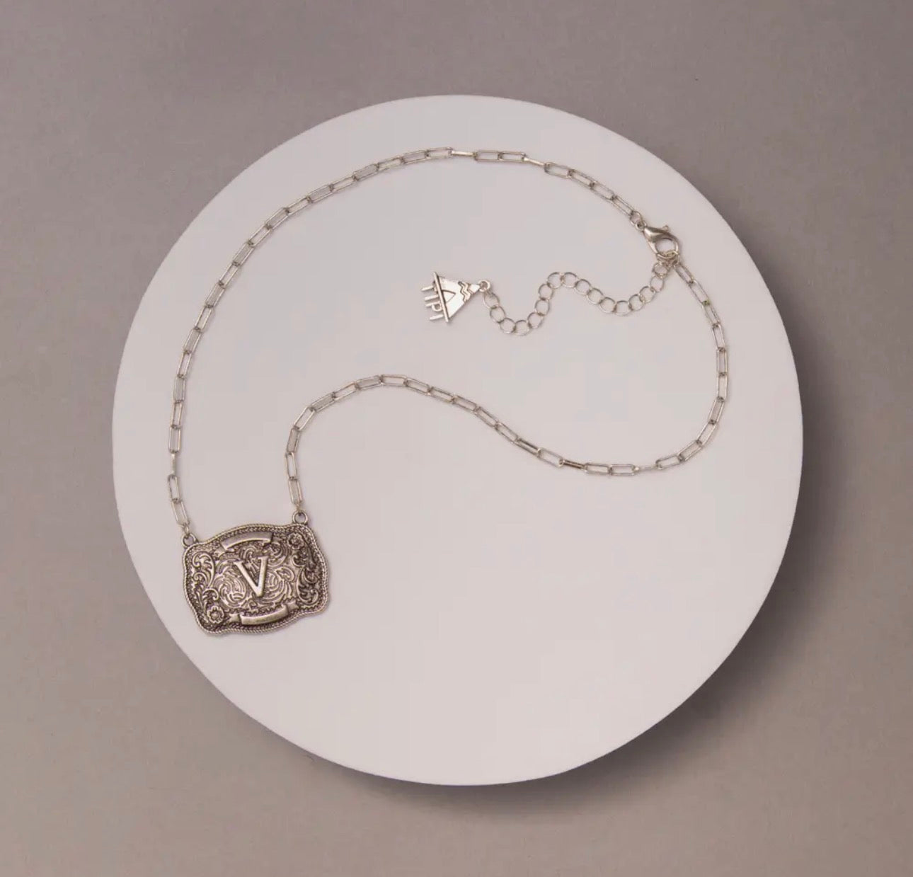 Western Buckle Initial Necklace