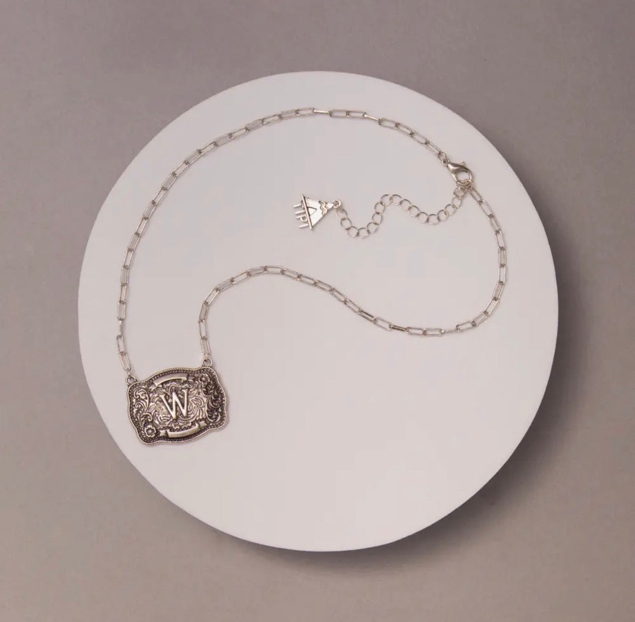 Western Buckle Initial Necklace